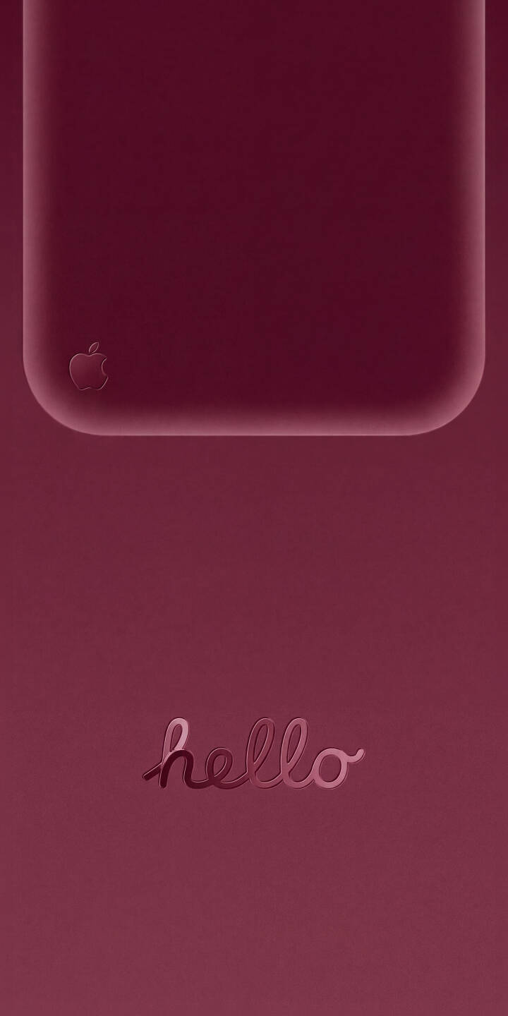 A deep maroon background sets a sophisticated tone, featuring a subtly embossed Apple logo near the top and an elegant script 'hello' text in this sleek 4K wallpaper - an ideal wallpaper for personalizing your iPhone. | aesthetic apple iphone simple minimalist wallpaper hello apple logo mobile maroon 4k wallpaper hd wallpaper A deep maroon background sets a sophisticated tone, featuring a subtly embossed Apple logo near the top and an elegant script 'hello' text in this sleek 4K wallpaper - an ideal wallpaper for personalizing your iPhone.