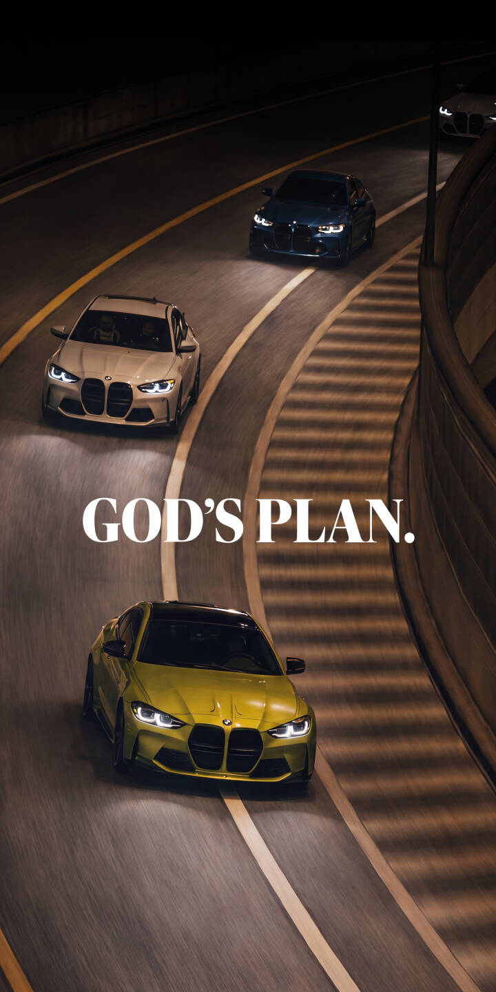Multiple high-performance BMW M cars, including a striking São Paulo Yellow model, power through a dimly lit tunnel with noticeable motion blur in this captivating 4K wallpaper, enhanced by the prominent 'GOD'S PLAN.' text — an inspiring iPhone wallpaper choice for car enthusiasts. | iphone bmw wallpaper cars tunnel night drive mobile 4k wallpaper hd wallpaper bmw m automotive aesthetic gods plan Multiple high-performance BMW M cars, including a striking São Paulo Yellow model, power through a dimly lit tunnel with noticeable motion blur in this captivating 4K wallpaper, enhanced by the prominent 'GOD'S PLAN.' text — an inspiring iPhone wallpaper choice for car enthusiasts.