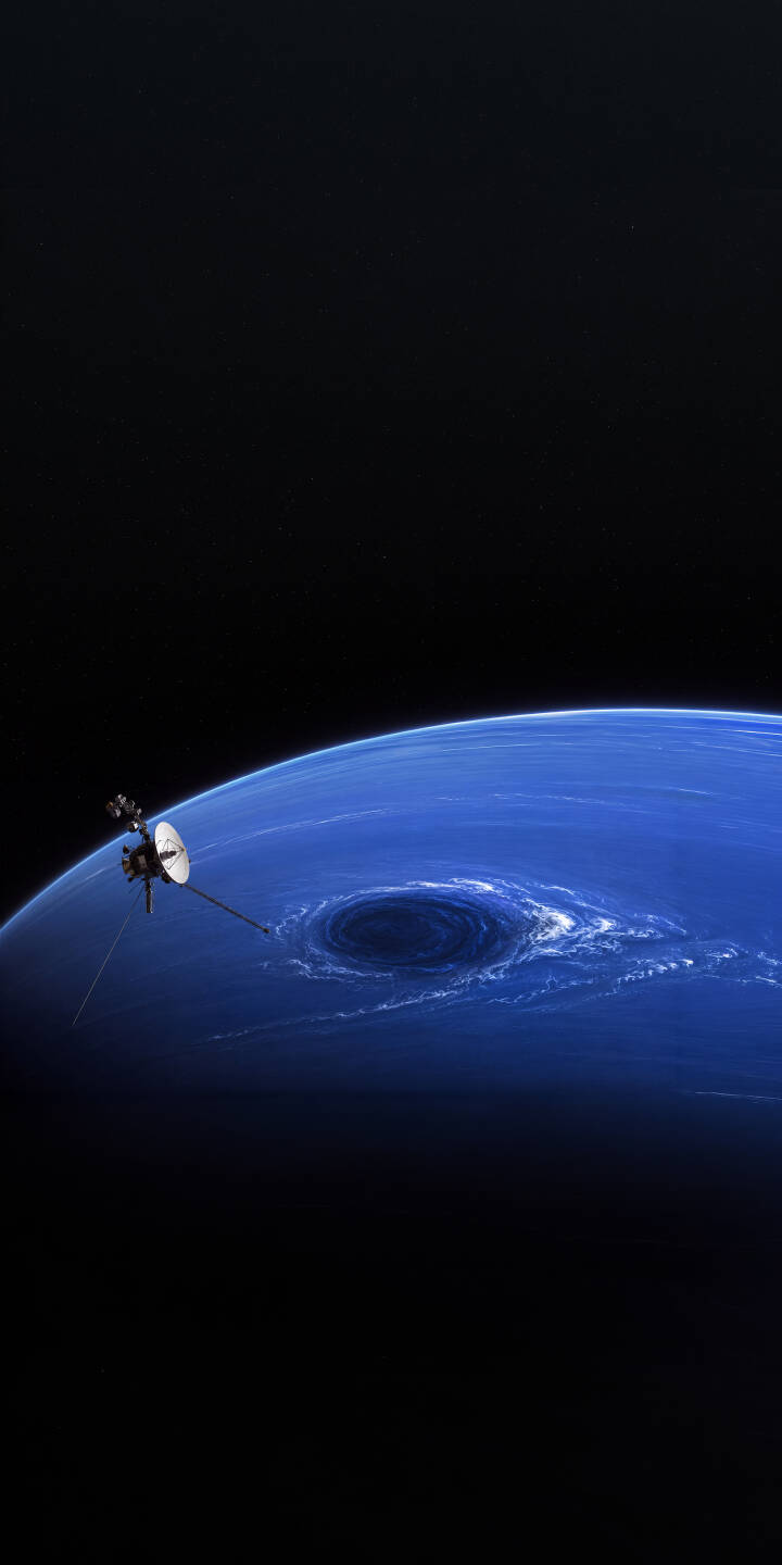 The iconic Voyager 2 spacecraft gracefully approaches the deep blue gas giant Neptune, revealing a vast dark storm and mesmerizing swirling atmospheric currents in this stunning 4K wallpaper. This captivating space exploration wallpaper is perfect for personalizing your iPhone. | blue storm space planet iphone wallpaper mobile 4k wallpaper hd wallpaper astronomy neptune voyager 2 The iconic Voyager 2 spacecraft gracefully approaches the deep blue gas giant Neptune, revealing a vast dark storm and mesmerizing swirling atmospheric currents in this stunning 4K wallpaper. This captivating space exploration wallpaper is perfect for personalizing your iPhone.