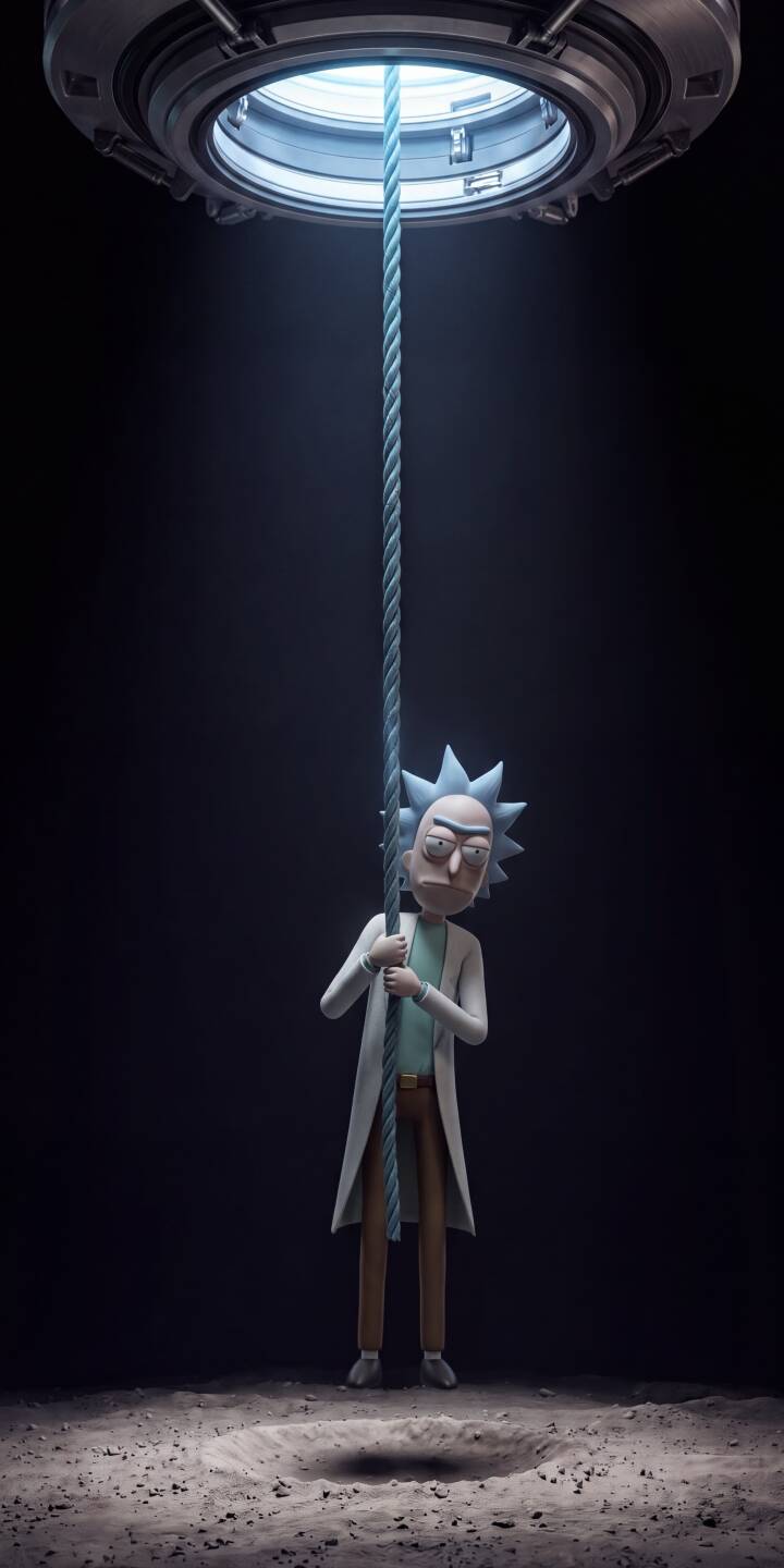 Rick Sanchez descends a mysterious rope, his classic lab coat illuminated by a glowing circular hatch overhead in this striking 4K wallpaper. This cosmic adventure wallpaper is perfect for personalizing your iPhone. | dark iphone rick wallpaper rick and morty rick sanchez animation mobile 4k wallpaper hd wallpaper sci-fi adventure Rick Sanchez descends a mysterious rope, his classic lab coat illuminated by a glowing circular hatch overhead in this striking 4K wallpaper. This cosmic adventure wallpaper is perfect for personalizing your iPhone.