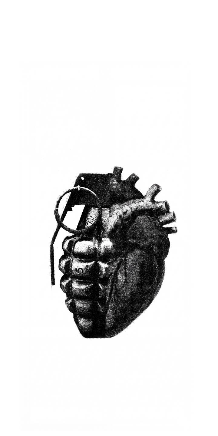A striking anatomical human heart doubles as a hand grenade in this stark monochromatic 4K wallpaper, featuring intricate details on a clean white background. This unique black and white wallpaper makes a powerful statement for any iPhone screen. | heart iphone minimalist wallpaper black and white mobile 4k wallpaper hd wallpaper monochrome symbolism grenade heart grenade A striking anatomical human heart doubles as a hand grenade in this stark monochromatic 4K wallpaper, featuring intricate details on a clean white background. This unique black and white wallpaper makes a powerful statement for any iPhone screen.