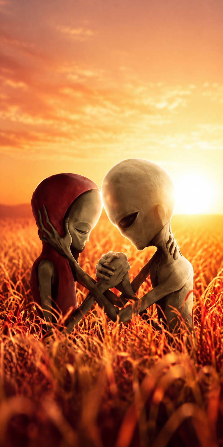 Golden rays of sunset embrace two tender aliens in a vibrant field of golden grass, creating a poignant 4K wallpaper for iPhone. This touching scene offers a unique and visually striking aesthetic as your new mobile wallpaper. | art sunset iphone wallpaper alien mobile emotional golden hour 4k wallpaper hd wallpaper sci-fi extraterrestrial Golden rays of sunset embrace two tender aliens in a vibrant field of golden grass, creating a poignant 4K wallpaper for iPhone. This touching scene offers a unique and visually striking aesthetic as your new mobile wallpaper.
