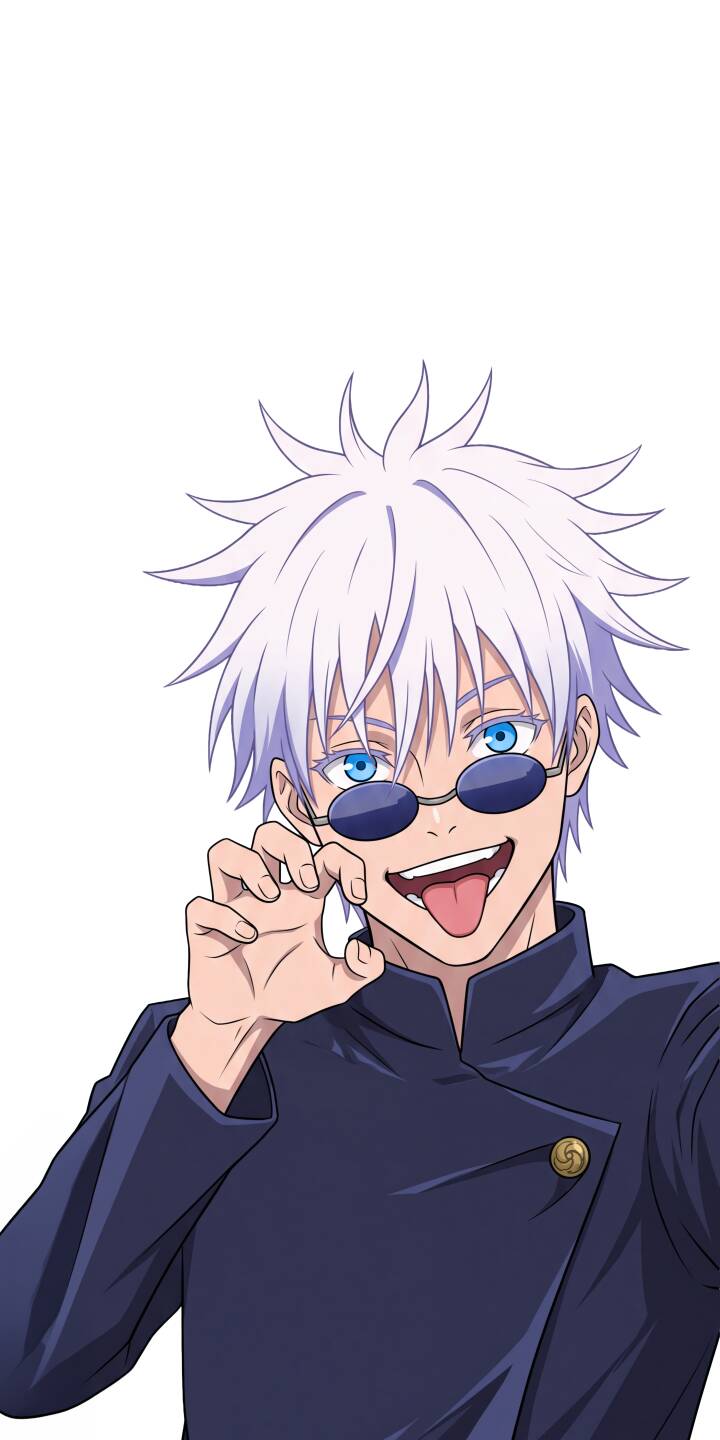 Gojo Satoru's vibrant blue eyes mischievously peek over his pulled-down sunglasses, accompanied by a playful tongue out and a characteristic hand gesture, making this a captivating 4K wallpaper for your iPhone. This fun anime wallpaper captures the beloved sorcerer's charismatic personality. | sunglasses anime iphone wallpaper gojo mobile 4k wallpaper hd wallpaper gojo satoru jujutsu kaisen playful jjk Gojo Satoru's vibrant blue eyes mischievously peek over his pulled-down sunglasses, accompanied by a playful tongue out and a characteristic hand gesture, making this a captivating 4K wallpaper for your iPhone. This fun anime wallpaper captures the beloved sorcerer's charismatic personality.