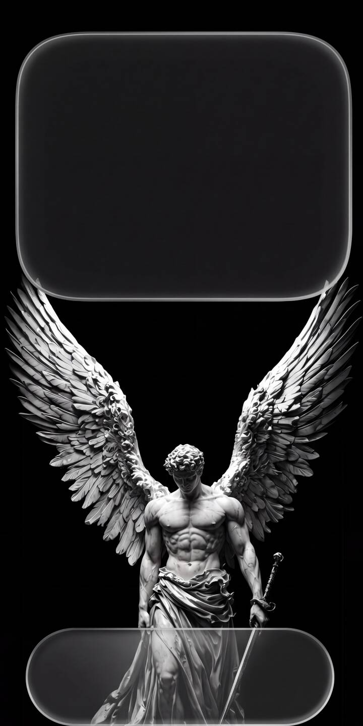 Powerful wings spread wide behind a classical marble sculpture of a muscular angelic figure, clutching a gleaming sword in this striking 4K wallpaper. This epic grayscale art, set against a dark background, makes a perfect aesthetic wallpaper for your iPhone. | aesthetic warrior angel sculpture statue iphone wallpaper grayscale mobile 4k wallpaper hd wallpaper winged Powerful wings spread wide behind a classical marble sculpture of a muscular angelic figure, clutching a gleaming sword in this striking 4K wallpaper. This epic grayscale art, set against a dark background, makes a perfect aesthetic wallpaper for your iPhone.