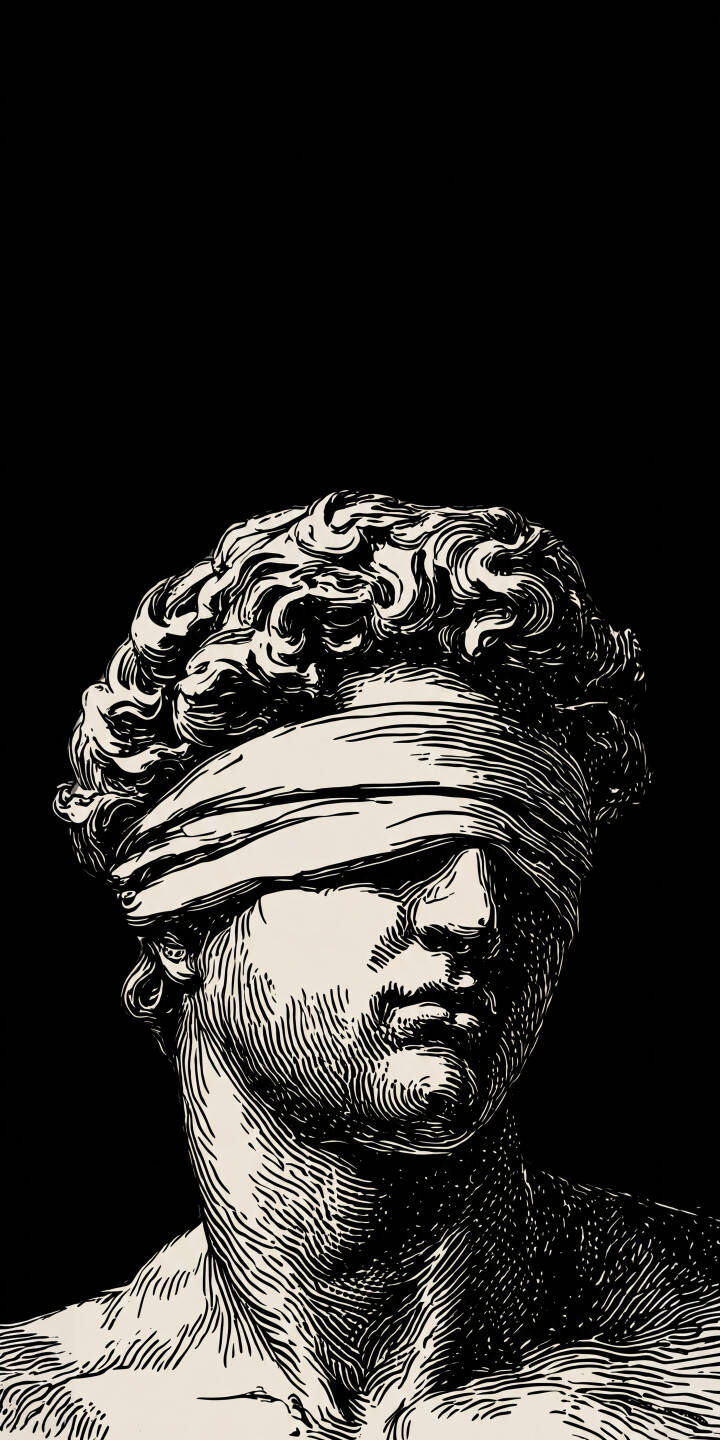 A blindfolded classical sculpture, rendered in intricate engraving detail, commands attention against a stark black background in this stunning 4K wallpaper. This unique artistic wallpaper creates a mysterious and sophisticated aesthetic for your iPhone. | sculpture statue iphone minimalist wallpaper mobile 4k wallpaper hd wallpaper dark aesthetic classical art blindfolded engraving style A blindfolded classical sculpture, rendered in intricate engraving detail, commands attention against a stark black background in this stunning 4K wallpaper. This unique artistic wallpaper creates a mysterious and sophisticated aesthetic for your iPhone.