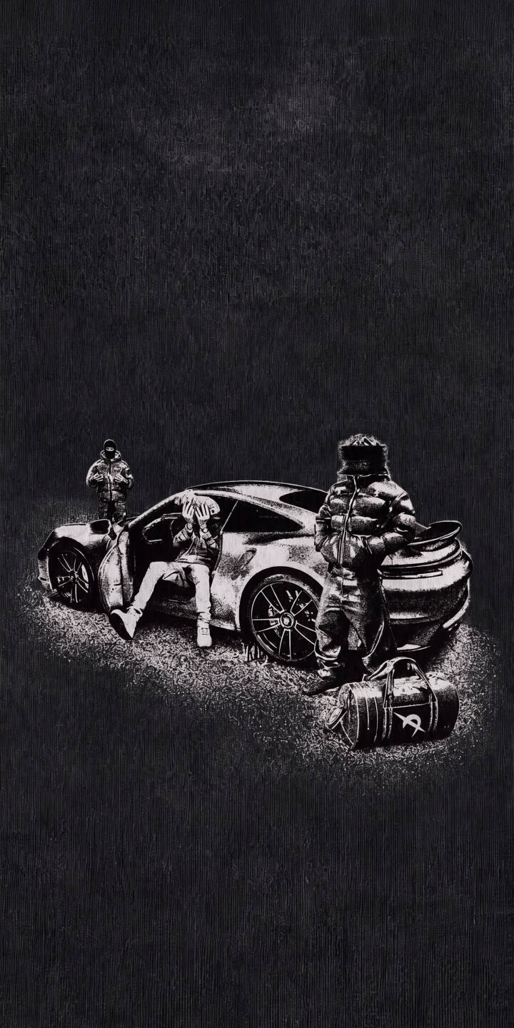 A monochromatic urban scene unfolds with three figures in stylish puffer jackets gathered around a sleek sports car in this gritty 4K wallpaper. This dynamic wallpaper, featuring a duffel bag and a textured background, is perfect for any iPhone. | aesthetic iphone wallpaper mobile luxury car 4k wallpaper hd wallpaper monochrome gritty streetwear puffer jacket urban fashion A monochromatic urban scene unfolds with three figures in stylish puffer jackets gathered around a sleek sports car in this gritty 4K wallpaper. This dynamic wallpaper, featuring a duffel bag and a textured background, is perfect for any iPhone.