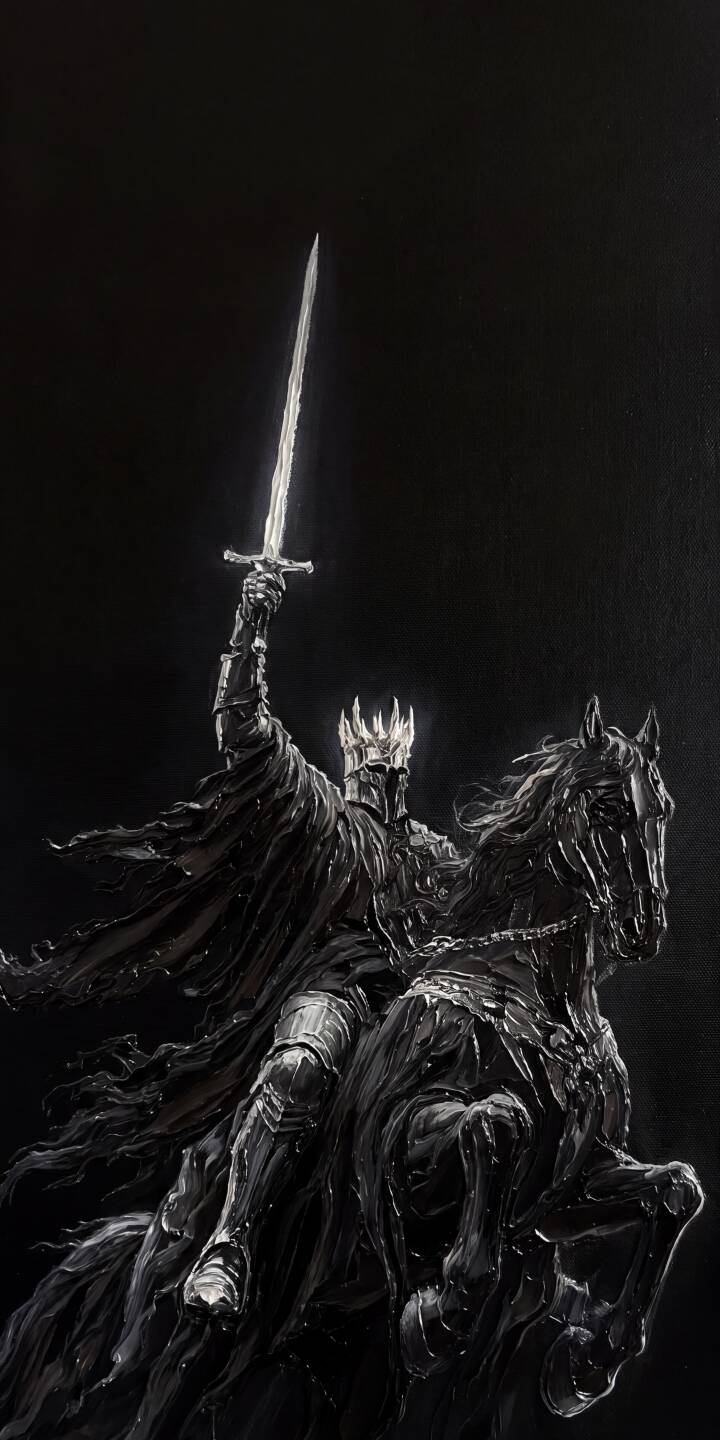 A gleaming sword is raised triumphantly by the armored Witch-king of Angmar, commanding attention as he rides his dark steed in this striking 4K wallpaper. This powerful imagery makes it a must-have fantasy wallpaper for iPhone. | sword iphone wallpaper mobile 4k wallpaper hd wallpaper epic nazgul lotr dark fantasy armored witch-king A gleaming sword is raised triumphantly by the armored Witch-king of Angmar, commanding attention as he rides his dark steed in this striking 4K wallpaper. This powerful imagery makes it a must-have fantasy wallpaper for iPhone.