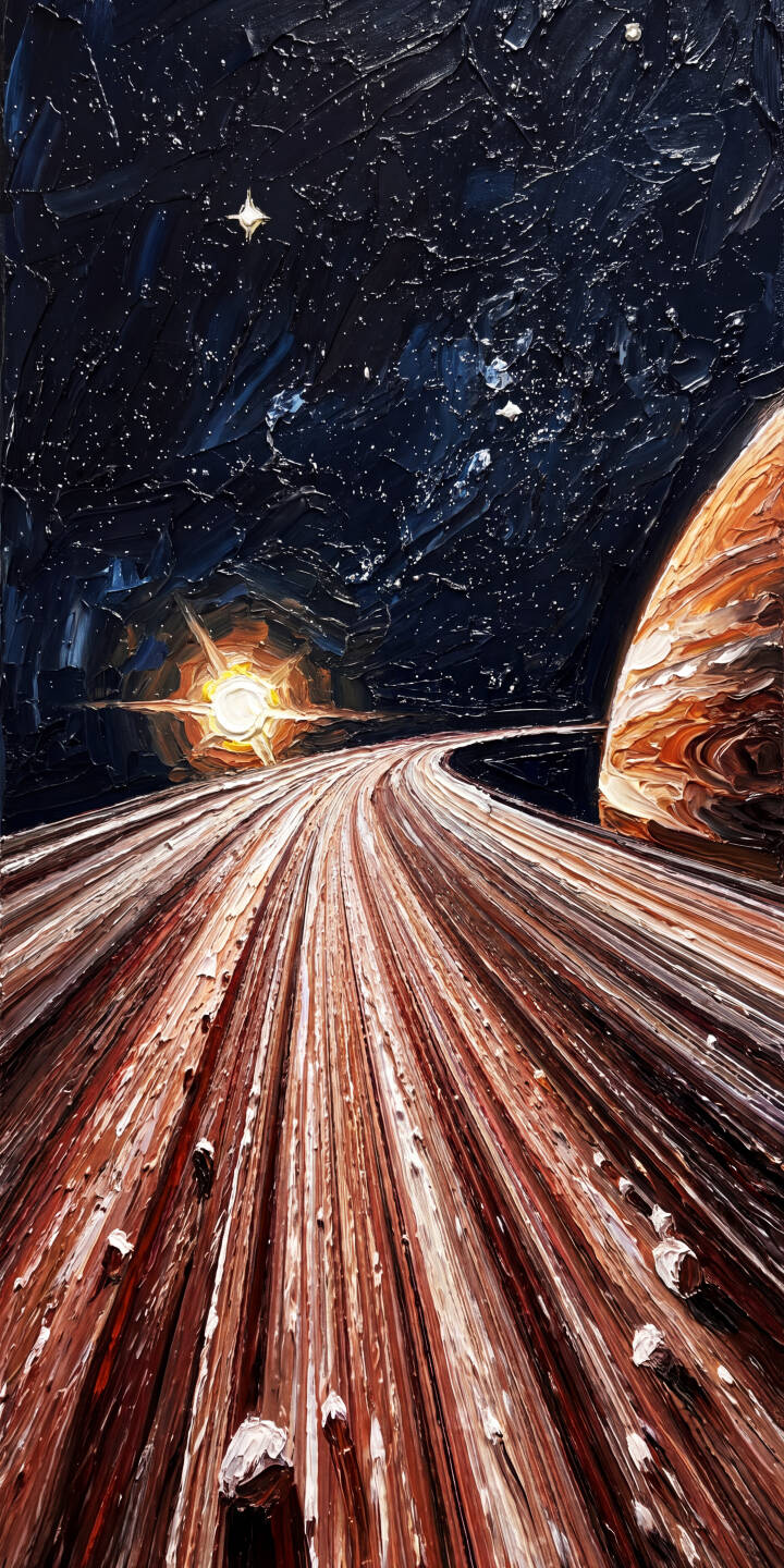Bright brushstrokes burst forth from a distant star, guiding the eye along the richly textured rings of a grand planet in this mesmerizing 4K wallpaper, an ideal space wallpaper for iPhone screens. | aesthetic space iphone stars wallpaper oil painting mobile planet rings 4k wallpaper hd wallpaper cosmos textured art Bright brushstrokes burst forth from a distant star, guiding the eye along the richly textured rings of a grand planet in this mesmerizing 4K wallpaper, an ideal space wallpaper for iPhone screens.