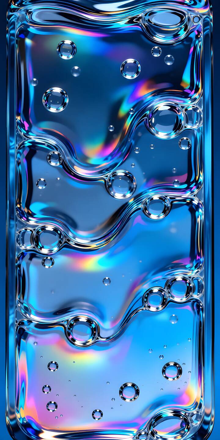 Vibrant iridescent rainbows dance across the undulating glass-like surface, with clear bubbles floating in the deep blue liquid within this stunning 4K wallpaper. This captivating abstract wallpaper is perfect for personalizing your iPhone. | blue iphone abstract bubbles wallpaper vibrant mobile iridescent 4k wallpaper hd wallpaper holographic fluid art Vibrant iridescent rainbows dance across the undulating glass-like surface, with clear bubbles floating in the deep blue liquid within this stunning 4K wallpaper. This captivating abstract wallpaper is perfect for personalizing your iPhone.