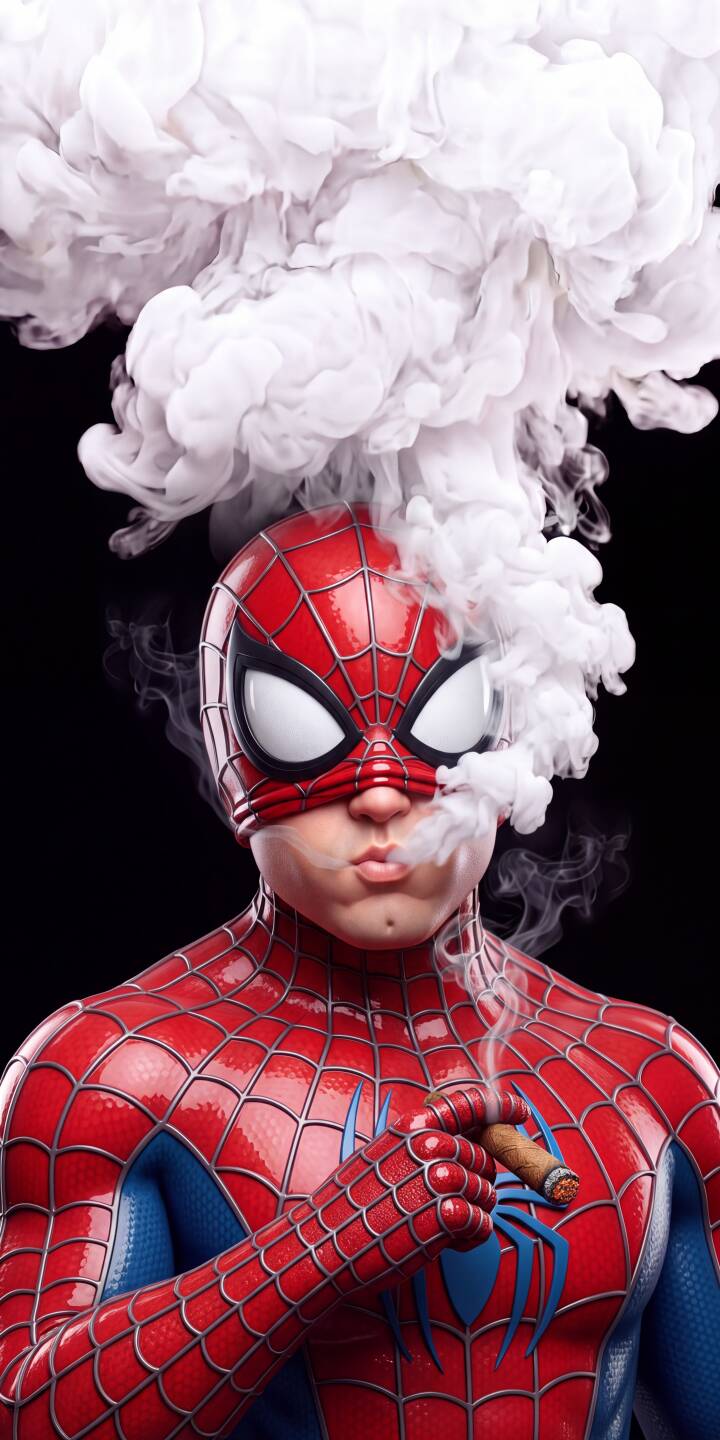 A massive cloud of white smoke billows dramatically from Spider-Man's mouth as he holds a lit cigar in his iconic red and blue suit in this striking 4K wallpaper. This dynamic wallpaper is perfect for any iPhone user looking for a unique take on the superhero. | superhero smoke cigar marvel spiderman iphone wallpaper spidey mobile 4k wallpaper hd wallpaper spider-man A massive cloud of white smoke billows dramatically from Spider-Man's mouth as he holds a lit cigar in his iconic red and blue suit in this striking 4K wallpaper. This dynamic wallpaper is perfect for any iPhone user looking for a unique take on the superhero.