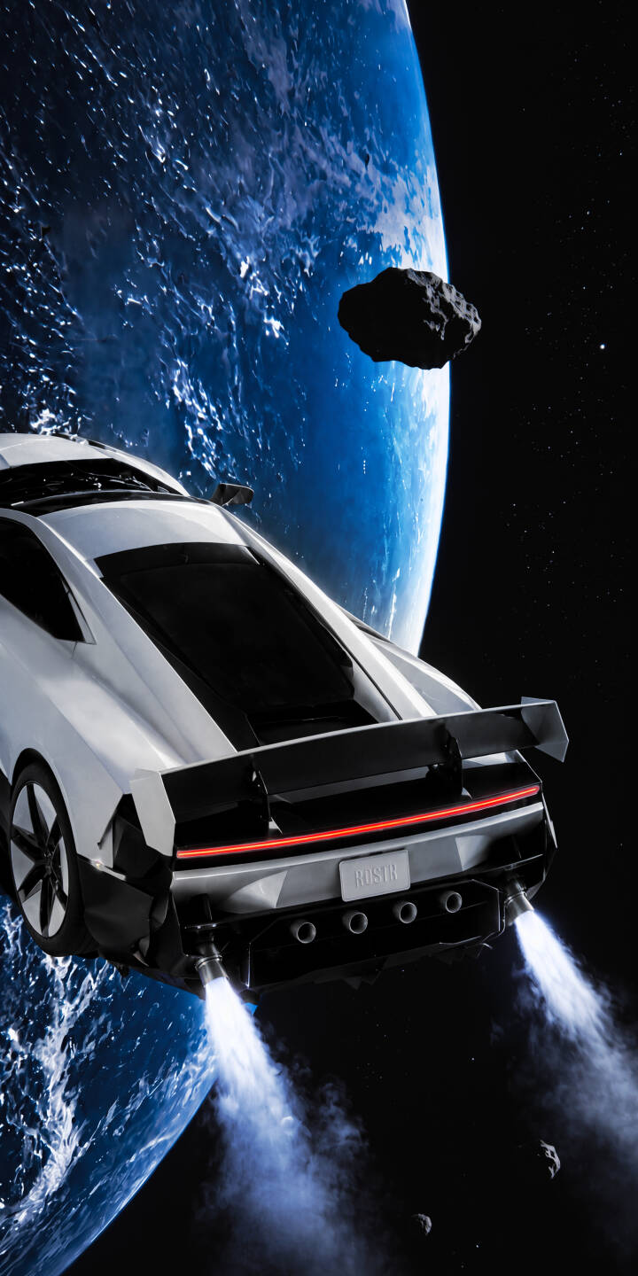 Powerful rocket thrusters propel a sleek, white sports car past a vibrant blue Earth in this stunning 4K wallpaper. This dynamic space-age vehicle and planetary backdrop make it an epic iPhone wallpaper choice. | aesthetic sports car earth iphone wallpaper futuristic flying car mobile 4k wallpaper hd wallpaper space car rocket car Powerful rocket thrusters propel a sleek, white sports car past a vibrant blue Earth in this stunning 4K wallpaper. This dynamic space-age vehicle and planetary backdrop make it an epic iPhone wallpaper choice.