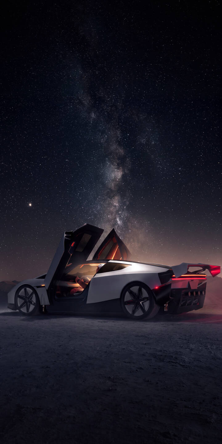 Dramatic scissor doors open on a sleek white supercar, its interior glowing under the vast expanse of the Milky Way. This stunning 4K wallpaper for iPhone captures a moment of cosmic luxury, perfect as your next mobile wallpaper. | aesthetic night sky iphone supercar wallpaper milky way futuristic mobile 4k wallpaper hd wallpaper automotive cosmic Dramatic scissor doors open on a sleek white supercar, its interior glowing under the vast expanse of the Milky Way. This stunning 4K wallpaper for iPhone captures a moment of cosmic luxury, perfect as your next mobile wallpaper.