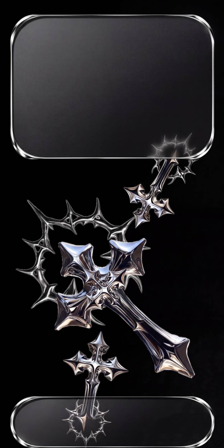 Sleek chrome crosses interlace with spiky metallic thorns, creating a stunning visual against a dark background in this 4K wallpaper designed for iPhone. This unique aesthetic wallpaper brings a modern gothic touch to any device. | aesthetic dark cross gothic chrome iphone wallpaper mobile thorn metallic 4k wallpaper hd wallpaper Sleek chrome crosses interlace with spiky metallic thorns, creating a stunning visual against a dark background in this 4K wallpaper designed for iPhone. This unique aesthetic wallpaper brings a modern gothic touch to any device.