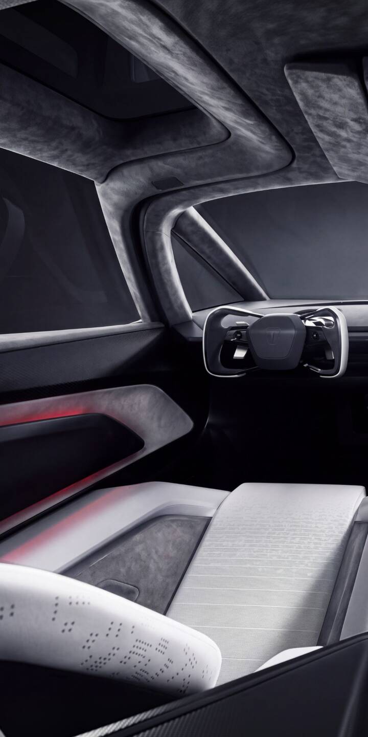 The elegant, minimalist interior of a modern vehicle is illuminated by a subtle red ambient light, making this a sophisticated 4K wallpaper. This stunning wallpaper for iPhone showcases the luxurious textured headliner and sleek steering wheel, perfect for automotive enthusiasts. | iphone minimalist wallpaper mobile luxury car 4k wallpaper hd wallpaper sleek modern design futuristic car car interior electric vehicle The elegant, minimalist interior of a modern vehicle is illuminated by a subtle red ambient light, making this a sophisticated 4K wallpaper. This stunning wallpaper for iPhone showcases the luxurious textured headliner and sleek steering wheel, perfect for automotive enthusiasts.