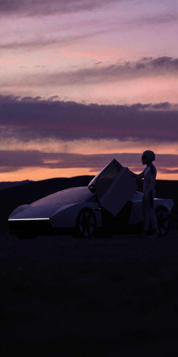 Striking purple and orange clouds paint the sky above a sleek, dark concept car with its illuminated front light and open gull-wing door. This stunning 4K wallpaper, featuring a driver in a helmet, is the perfect aesthetic wallpaper for your iPhone. | aesthetic concept car iphone wallpaper mobile 4k wallpaper hd wallpaper sci-fi purple sky dusk futuristic car Striking purple and orange clouds paint the sky above a sleek, dark concept car with its illuminated front light and open gull-wing door. This stunning 4K wallpaper, featuring a driver in a helmet, is the perfect aesthetic wallpaper for your iPhone.