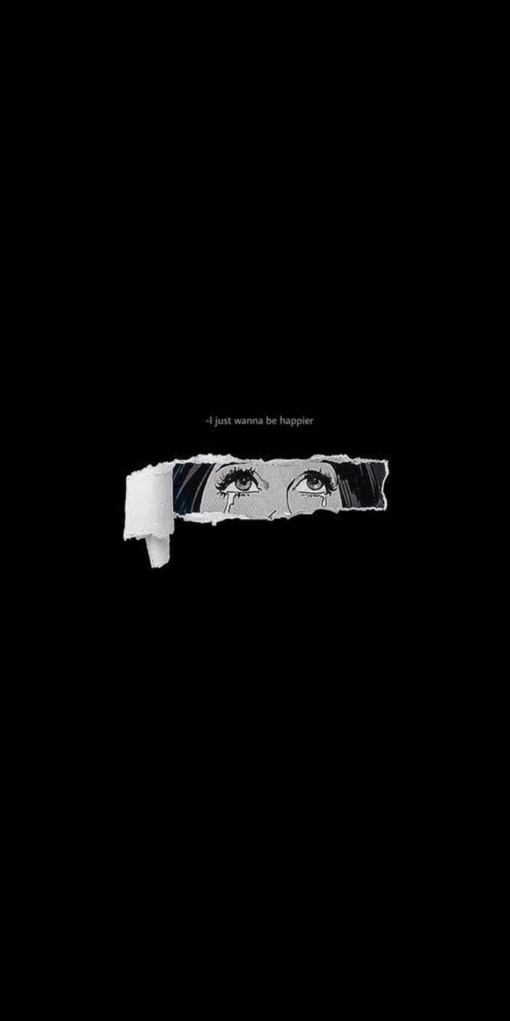 Crying anime eyes are revealed through a ripped paper effect against a deep black background, accompanied by the poignant text "i just wanna be happier" in this striking 4K wallpaper. This deeply aesthetic and emotional wallpaper for iPhone captures a mood of longing and reflection. | art Crying anime eyes are revealed through a ripped paper effect against a deep black background, accompanied by the poignant text "i just wanna be happier" in this striking 4K wallpaper. This deeply aesthetic and emotional wallpaper for iPhone captures a mood of longing and reflection.