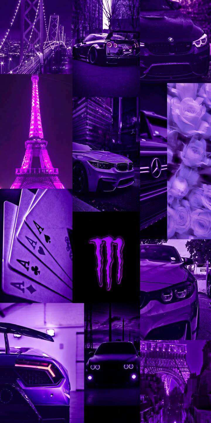 A captivating array of violet hues illuminates a dynamic collage, showcasing luxurious sports cars, iconic cityscapes like the Eiffel Tower, and delicate roses in this stunning 4K wallpaper. This aesthetic compilation serves as an essential iPhone wallpaper for enthusiasts of the purple theme. | aesthetic dark purple collage violet iphone wallpaper cars mobile 4k wallpaper hd wallpaper cityscape A captivating array of violet hues illuminates a dynamic collage, showcasing luxurious sports cars, iconic cityscapes like the Eiffel Tower, and delicate roses in this stunning 4K wallpaper. This aesthetic compilation serves as an essential iPhone wallpaper for enthusiasts of the purple theme.