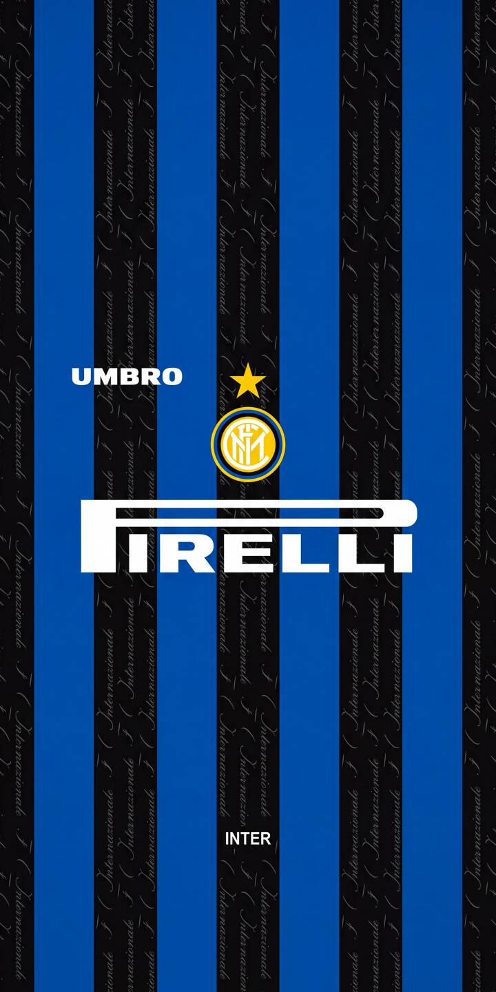 The iconic black and blue vertical stripes of Inter Milan's jersey dominate this stunning 4K wallpaper, complete with the club crest, Umbro and Pirelli logos, creating a distinctive aesthetic wallpaper for iPhone. | football logo club iphone soccer wallpaper jersey inter milan mobile 4k wallpaper hd wallpaper internazionale The iconic black and blue vertical stripes of Inter Milan's jersey dominate this stunning 4K wallpaper, complete with the club crest, Umbro and Pirelli logos, creating a distinctive aesthetic wallpaper for iPhone.
