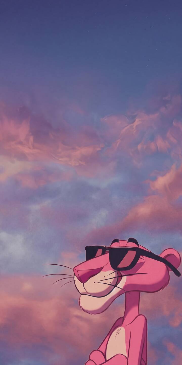 Vibrant pink and purple clouds create a dreamy backdrop as the iconic Pink Panther, sporting slick black sunglasses, looks skyward in this stylish 4K wallpaper. This cool aesthetic wallpaper is a perfect fit for any iPhone. | cartoon aesthetic animated iphone retro clouds wallpaper cool pink panther mobile 4k wallpaper hd wallpaper Vibrant pink and purple clouds create a dreamy backdrop as the iconic Pink Panther, sporting slick black sunglasses, looks skyward in this stylish 4K wallpaper. This cool aesthetic wallpaper is a perfect fit for any iPhone.