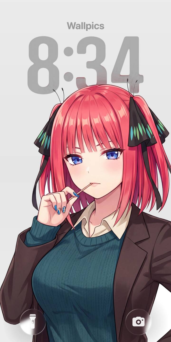 With a confident smirk, Nino Nakano strikes a casual pose, a toothpick subtly held in her mouth, in this charming 4K anime wallpaper. Her vibrant pink hair and signature butterfly ribbons make this an essential wallpaper for any iPhone. | anime iphone wallpaper cute girl mobile 4k wallpaper hd wallpaper pink hair nino nakano quintessential quintuplets the quintessential quintuplets butterfly ribbons With a confident smirk, Nino Nakano strikes a casual pose, a toothpick subtly held in her mouth, in this charming 4K anime wallpaper. Her vibrant pink hair and signature butterfly ribbons make this an essential wallpaper for any iPhone.