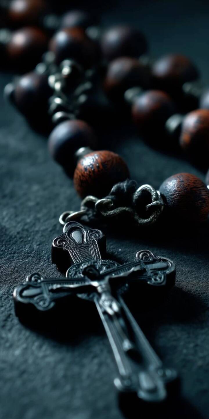 The metallic crucifix lies bathed in a soft, ethereal light, its intricate details highlighted against the textured dark surface of this 4K wallpaper. This stunning rosary beads wallpaper for iPhone captures a solemn mood with its rich wooden beads, making it a thoughtful backdrop. | jesus The metallic crucifix lies bathed in a soft, ethereal light, its intricate details highlighted against the textured dark surface of this 4K wallpaper. This stunning rosary beads wallpaper for iPhone captures a solemn mood with its rich wooden beads, making it a thoughtful backdrop.