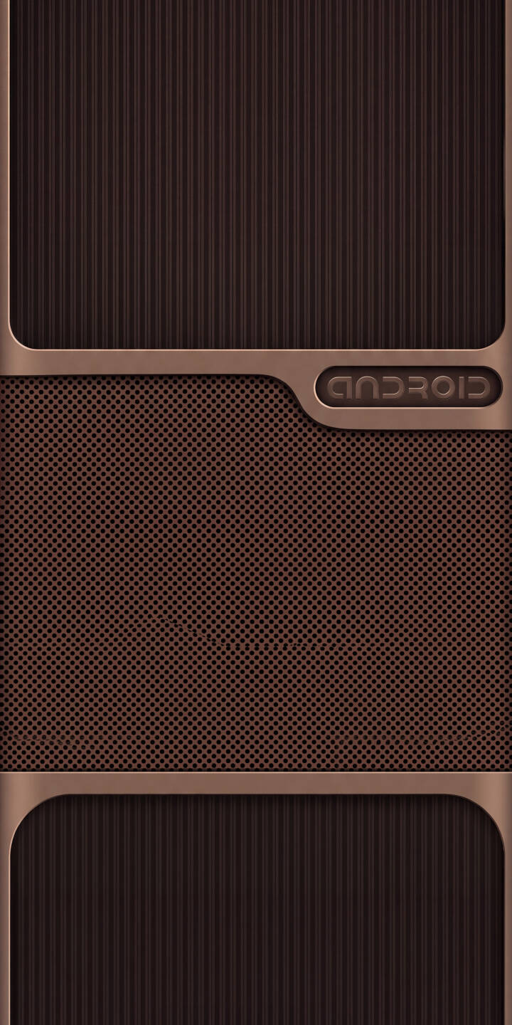The embossed 'ANDROID' logo sits within a sleek bronze metallic frame, complementing the intricate perforated grille and dark vertical striped sections in this detailed 4K wallpaper — an ideal tech wallpaper for iPhone users. | iphone abstract wallpaper tech texture mobile android metallic 4k wallpaper hd wallpaper android wallpaper bronze The embossed 'ANDROID' logo sits within a sleek bronze metallic frame, complementing the intricate perforated grille and dark vertical striped sections in this detailed 4K wallpaper — an ideal tech wallpaper for iPhone users.