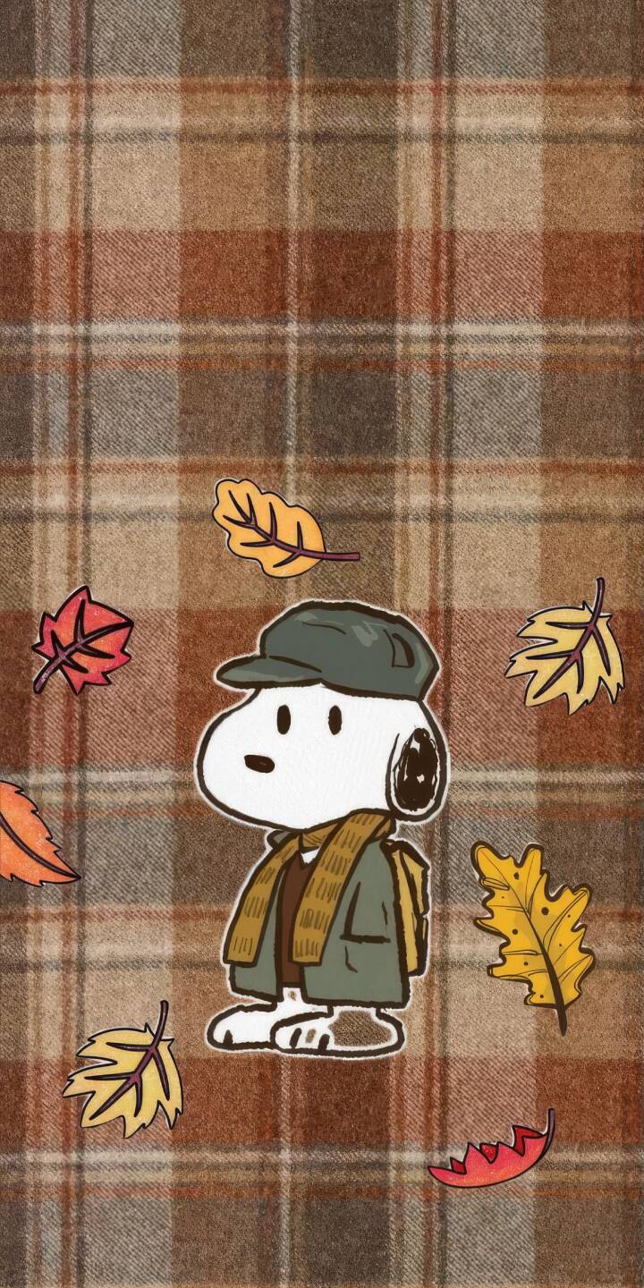 Against a cozy plaid background, Snoopy wears an autumn hat and scarf, surrounded by falling leaves, making this 4K wallpaper a perfect autumnal iPhone wallpaper. This charming illustration captures the essence of fall. | cartoon plaid fall cute iphone autumn snoopy wallpaper mobile peanuts 4k wallpaper hd wallpaper Against a cozy plaid background, Snoopy wears an autumn hat and scarf, surrounded by falling leaves, making this 4K wallpaper a perfect autumnal iPhone wallpaper. This charming illustration captures the essence of fall.