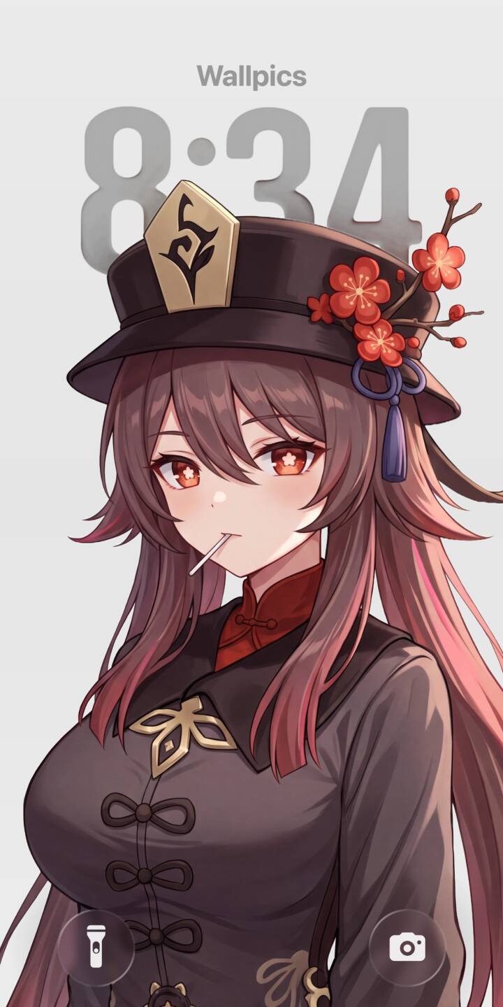 Hu Tao's playful gaze with a lollipop in her mouth creates a charming expression, perfectly captured in this detailed 4K Genshin Impact wallpaper. Adorned in her iconic hat with blooming red flowers and a traditional outfit, this delightful image makes an ideal wallpaper for iPhone users. | aesthetic lollipop anime cute iphone wallpaper mobile hu tao genshin impact 4k wallpaper hd wallpaper playful Hu Tao's playful gaze with a lollipop in her mouth creates a charming expression, perfectly captured in this detailed 4K Genshin Impact wallpaper. Adorned in her iconic hat with blooming red flowers and a traditional outfit, this delightful image makes an ideal wallpaper for iPhone users.