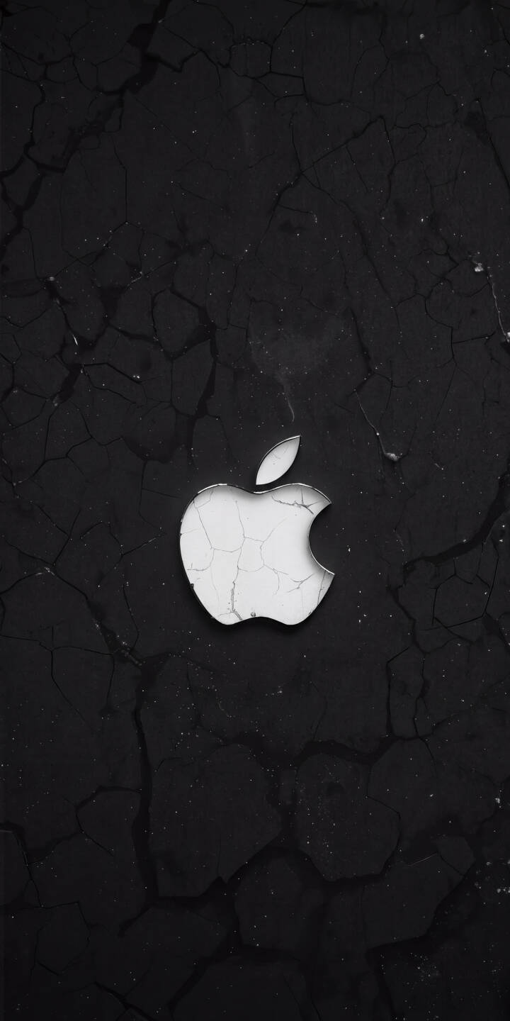 A strikingly distressed white Apple logo, deeply cracked and worn, stands out against a heavily textured dark background of dry, cracked earth in this rugged 4K wallpaper. This unique wallpaper is perfect for personalizing your iPhone with a blend of industrial and natural aesthetics. | aesthetic dark apple iphone wallpaper apple logo mobile 4k wallpaper hd wallpaper textured cracked A strikingly distressed white Apple logo, deeply cracked and worn, stands out against a heavily textured dark background of dry, cracked earth in this rugged 4K wallpaper. This unique wallpaper is perfect for personalizing your iPhone with a blend of industrial and natural aesthetics.