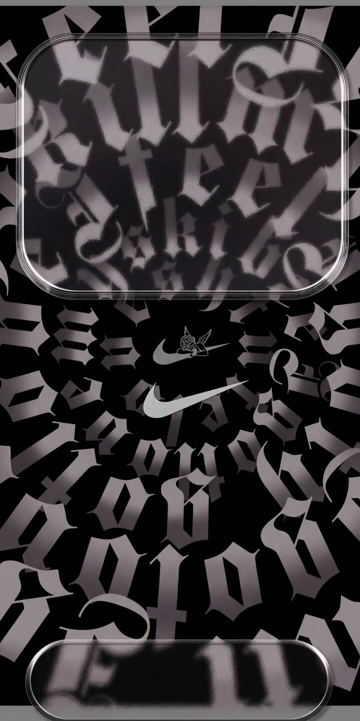 The striking, dark gothic script swirls behind the iconic Nike swoosh, which is elegantly crowned by a delicate cherub figure in this vibrant 4K wallpaper. This captivating street-style wallpaper offers an edgy and unique aesthetic for your iPhone. | gothic nike iphone wallpaper typography mobile 4k wallpaper hd wallpaper dark aesthetic street style cherub swoosh The striking, dark gothic script swirls behind the iconic Nike swoosh, which is elegantly crowned by a delicate cherub figure in this vibrant 4K wallpaper. This captivating street-style wallpaper offers an edgy and unique aesthetic for your iPhone.