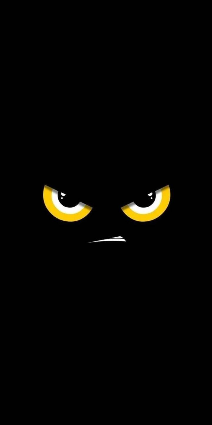 Glowing yellow eyes pierce through the deep blackness, accompanied by a defiant frown in this striking 4K minimalist wallpaper for iPhone. This bold graphic design creates an intense yet simple wallpaper. | art Glowing yellow eyes pierce through the deep blackness, accompanied by a defiant frown in this striking 4K minimalist wallpaper for iPhone. This bold graphic design creates an intense yet simple wallpaper.