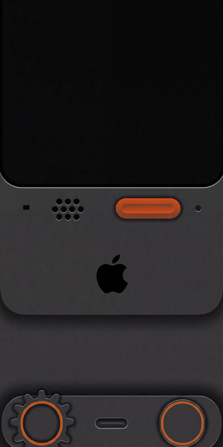 An orange accented button and gear-like details pop against the dark gray and black industrial design in this minimalist Apple-inspired 4K wallpaper, making for a distinctive iPhone wallpaper. | apple iphone minimalist wallpaper mobile 4k wallpaper hd wallpaper dark aesthetic industrial tech design orange accent An orange accented button and gear-like details pop against the dark gray and black industrial design in this minimalist Apple-inspired 4K wallpaper, making for a distinctive iPhone wallpaper.