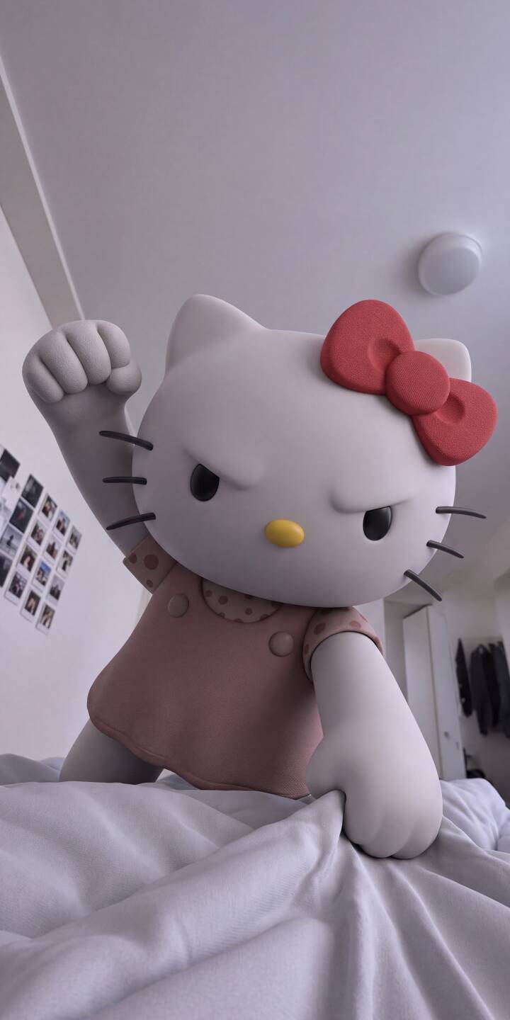 With a surprising fury, Hello Kitty raises her determined fist and furrows her brow in this striking 4K wallpaper, featuring the iconic character in a pink polka-dotted dress. This fierce yet adorable wallpaper is a must-have for any iPhone showcasing a unique side of the beloved figure. | aesthetic cute hello kitty iphone wallpaper mobile 4k wallpaper hd wallpaper fierce pink bow sanrio 3d figure With a surprising fury, Hello Kitty raises her determined fist and furrows her brow in this striking 4K wallpaper, featuring the iconic character in a pink polka-dotted dress. This fierce yet adorable wallpaper is a must-have for any iPhone showcasing a unique side of the beloved figure.