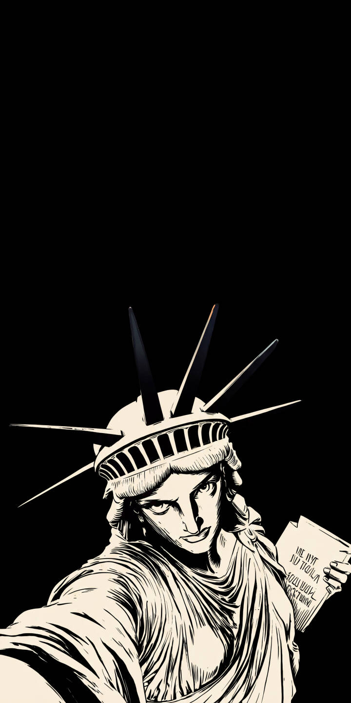 An intense, stern gaze defines this stylized Statue of Liberty, rendered in a striking monochrome manga art style against a stark black background, making an unforgettable 4K wallpaper for iPhone. This graphic novel-inspired wallpaper captures her defiant spirit with incredible detail and dramatic shading. | dark anime manga iphone wallpaper mobile 4k wallpaper hd wallpaper monochrome statue of liberty lady liberty symbolic An intense, stern gaze defines this stylized Statue of Liberty, rendered in a striking monochrome manga art style against a stark black background, making an unforgettable 4K wallpaper for iPhone. This graphic novel-inspired wallpaper captures her defiant spirit with incredible detail and dramatic shading.