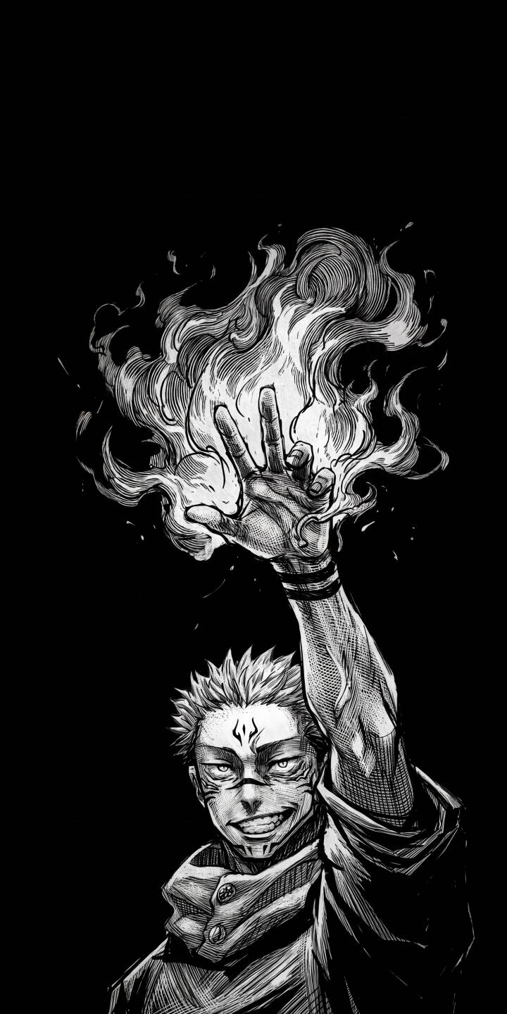 Sukuna's sinister grin and striking facial markings dominate this chilling 4K monochrome wallpaper, as his raised hand manifests potent cursed energy — a must-have wallpaper for iPhone fans of the series. | anime iphone wallpaper sukuna mobile 4k wallpaper hd wallpaper dark aesthetic monochrome art jujutsu kaisen cursed energy ryoumen sukuna Sukuna's sinister grin and striking facial markings dominate this chilling 4K monochrome wallpaper, as his raised hand manifests potent cursed energy — a must-have wallpaper for iPhone fans of the series.