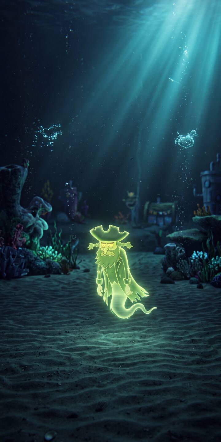 A bright, phosphorescent green ghost pirate casts an eerie glow against the dark, sun-dappled underwater setting in this captivating 4K wallpaper — a perfect, spooky wallpaper for iPhone backgrounds. | cartoon underwater iphone fantasy ocean wallpaper mobile glowing 4k wallpaper hd wallpaper ghost pirate pirate ghost A bright, phosphorescent green ghost pirate casts an eerie glow against the dark, sun-dappled underwater setting in this captivating 4K wallpaper — a perfect, spooky wallpaper for iPhone backgrounds.