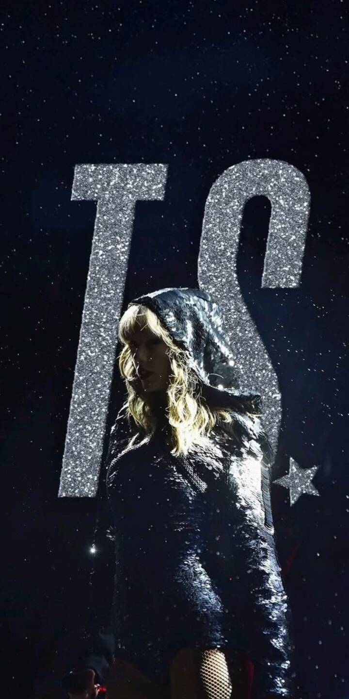 Taylor Swift radiates on stage, clad in a glittering dark hooded outfit against a mesmerizing starlit backdrop, with shimmering 'TS' initials prominent in this dynamic 4K wallpaper. This captivating wallpaper is perfect for personalizing your iPhone with a touch of celebrity glamour and sparkle. | artist Taylor Swift radiates on stage, clad in a glittering dark hooded outfit against a mesmerizing starlit backdrop, with shimmering 'TS' initials prominent in this dynamic 4K wallpaper. This captivating wallpaper is perfect for personalizing your iPhone with a touch of celebrity glamour and sparkle.