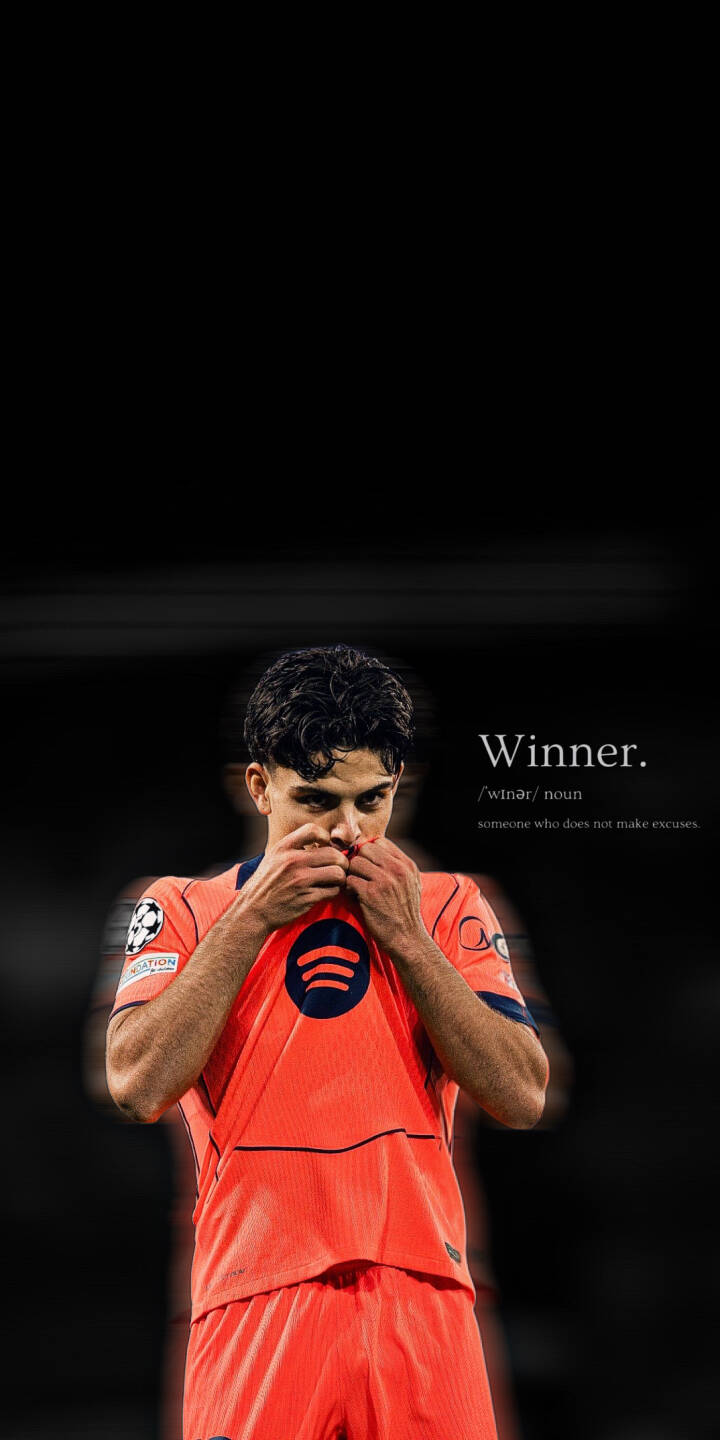 The inspirational text 'Winner.' is prominently featured beside xavi espart, who holds an intense gaze in his vibrant orange jersey, making this 4K wallpaper a motivational choice for your iPhone. This compelling wallpaper captures the football star in a moment of reflection against a dark, minimalist background. | football aesthetic player iphone minimalist soccer wallpaper fc barcelona mobile 4k wallpaper hd wallpaper winner quote xavi espart The inspirational text 'Winner.' is prominently featured beside xavi espart, who holds an intense gaze in his vibrant orange jersey, making this 4K wallpaper a motivational choice for your iPhone. This compelling wallpaper captures the football star in a moment of reflection against a dark, minimalist background.