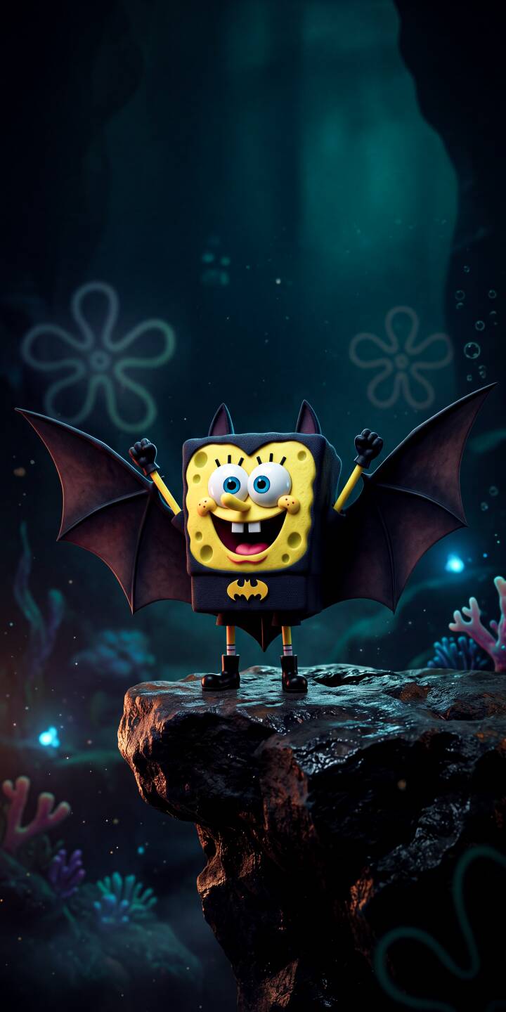 Spongebob Squarepants beams with heroic joy in his complete Bat-Suit, featuring dark wings and a vibrant yellow logo, making this 4K wallpaper a whimsical choice for iPhone users. This underwater scene, complete with glowing coral, creates an epic superhero wallpaper. | cartoon funny spongebob underwater superhero batman iphone wallpaper mobile spongebob squarepants 4k wallpaper hd wallpaper Spongebob Squarepants beams with heroic joy in his complete Bat-Suit, featuring dark wings and a vibrant yellow logo, making this 4K wallpaper a whimsical choice for iPhone users. This underwater scene, complete with glowing coral, creates an epic superhero wallpaper.