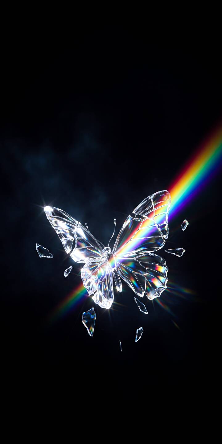 Iridescent rainbow light spectacularly refracts through a shattered crystal butterfly, casting brilliant colors across its broken wings against a dark background in this stunning 4K wallpaper. This exquisite wallpaper is a must-have for iPhone users seeking a unique aesthetic. | aesthetic dark rainbow crystal iphone abstract wallpaper shattered mobile butterfly 4k wallpaper hd wallpaper Iridescent rainbow light spectacularly refracts through a shattered crystal butterfly, casting brilliant colors across its broken wings against a dark background in this stunning 4K wallpaper. This exquisite wallpaper is a must-have for iPhone users seeking a unique aesthetic.