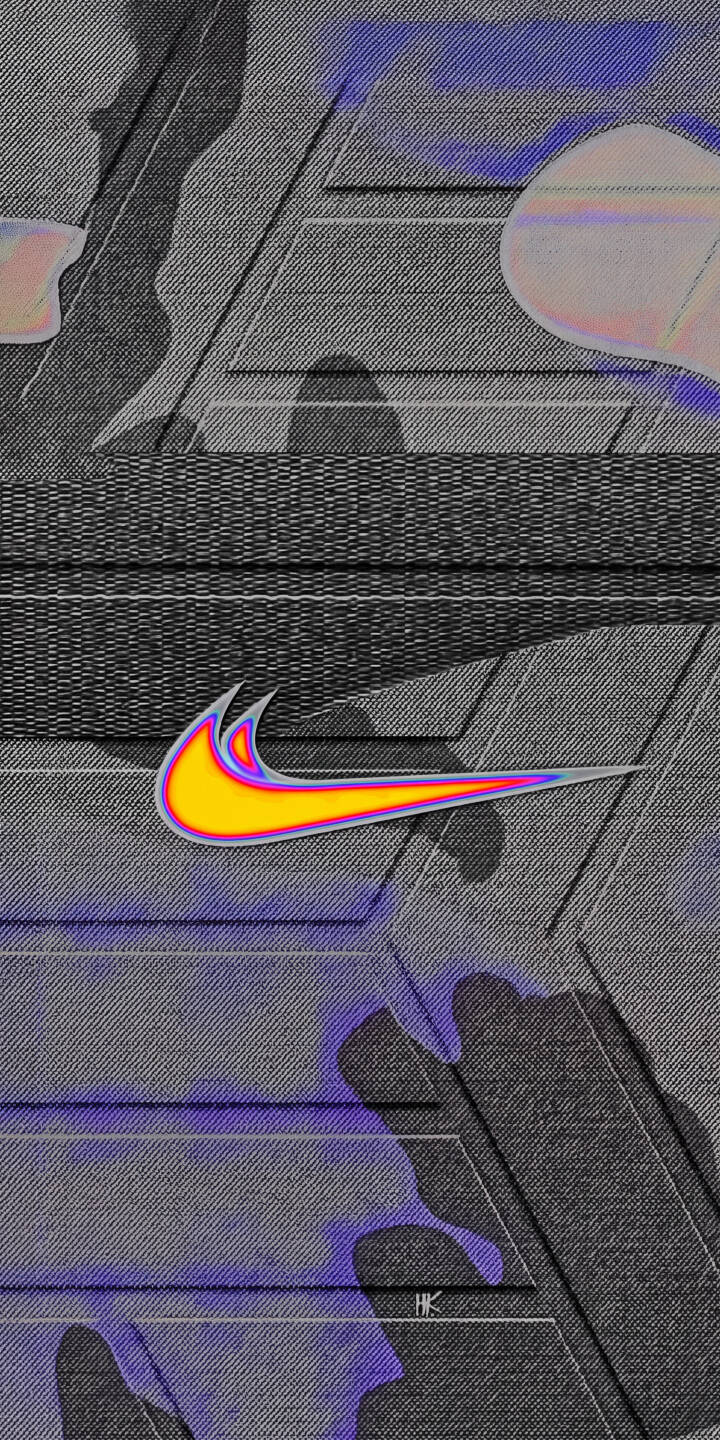 The iconic Nike swoosh radiates with a vibrant yellow-orange glow and cool purple-pink edges against a textured dark grey background in this dynamic 4K wallpaper. This eye-catching wallpaper, perfect for iPhone, features abstract geometric shapes and subtle purple accents, creating a modern and stylish look. | logo nike iphone abstract wallpaper modern vibrant mobile glowing 4k wallpaper hd wallpaper swoosh The iconic Nike swoosh radiates with a vibrant yellow-orange glow and cool purple-pink edges against a textured dark grey background in this dynamic 4K wallpaper. This eye-catching wallpaper, perfect for iPhone, features abstract geometric shapes and subtle purple accents, creating a modern and stylish look.