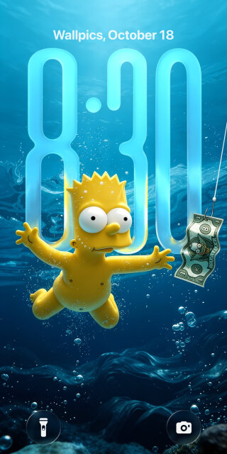 Bart Simpson Underwater Bait Wallpaper