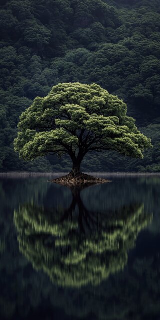 Emerald Tree Water Wallpaper