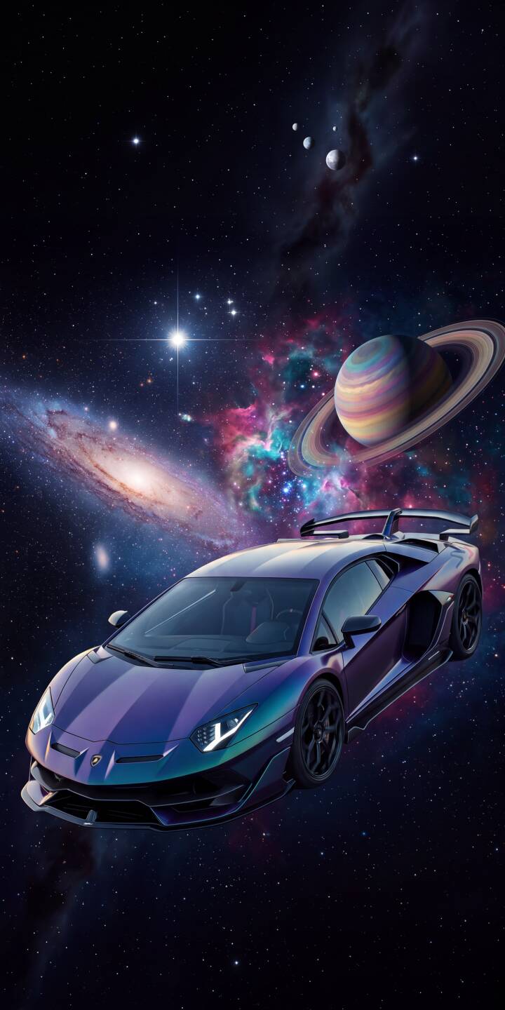 An iridescent purple Lamborghini Aventador glides effortlessly through the vibrant expanse of a nebula-filled cosmos in this stunning 4K wallpaper. A gas-giant planet with prominent rings and a distant spiral galaxy provide a breathtaking backdrop for this unique vehicle wallpaper, perfect for your iPhone. | aesthetic space nebula iphone lamborghini aventador galaxy supercar wallpaper mobile 4k wallpaper hd wallpaper An iridescent purple Lamborghini Aventador glides effortlessly through the vibrant expanse of a nebula-filled cosmos in this stunning 4K wallpaper. A gas-giant planet with prominent rings and a distant spiral galaxy provide a breathtaking backdrop for this unique vehicle wallpaper, perfect for your iPhone.