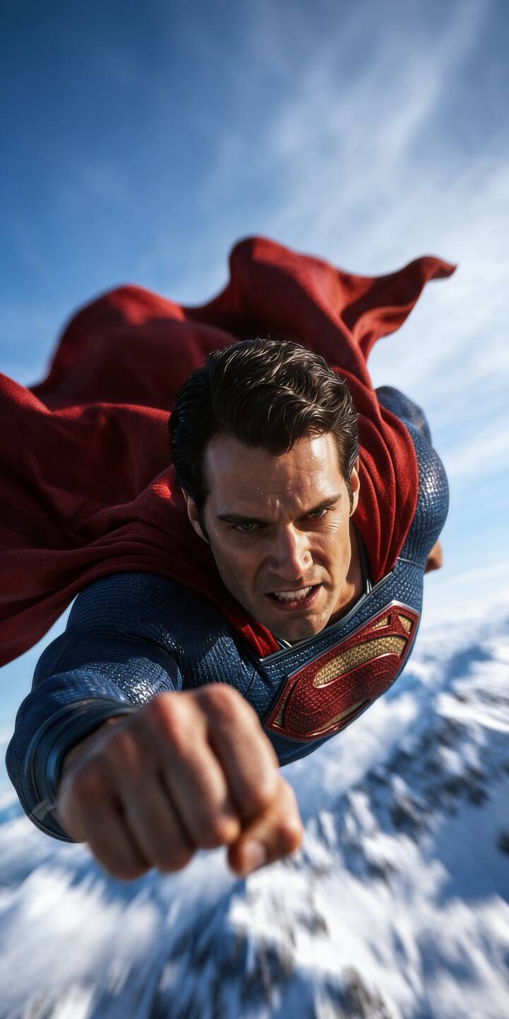 Superman's face is a mask of fierce determination as his iconic red cape dramatically billows behind him, propelling him over blurred snowy mountains in this epic 4K wallpaper for iPhone. This action-packed wallpaper captures the Man of Steel in full flight. | superhero superman iphone flying wallpaper mobile man of steel 4k wallpaper hd wallpaper epic clark kent dc comics Superman's face is a mask of fierce determination as his iconic red cape dramatically billows behind him, propelling him over blurred snowy mountains in this epic 4K wallpaper for iPhone. This action-packed wallpaper captures the Man of Steel in full flight.