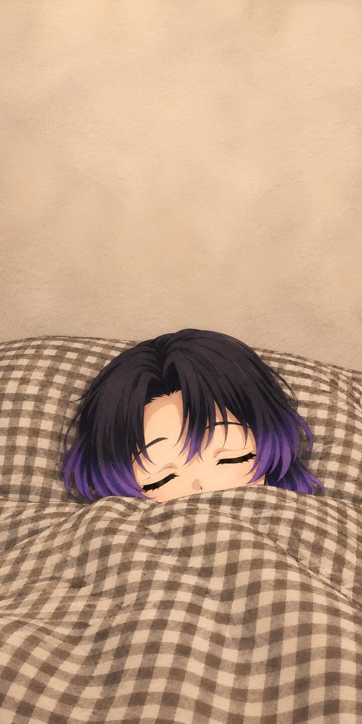 Snuggled soundly under a warm, checkered blanket, this anime girl's peaceful expression and dark hair with purple tips make for an irresistibly cute 4K wallpaper. This charming wallpaper is perfect for personalizing your iPhone. | relax sleep 4k demon slayer shinobu Snuggled soundly under a warm, checkered blanket, this anime girl's peaceful expression and dark hair with purple tips make for an irresistibly cute 4K wallpaper. This charming wallpaper is perfect for personalizing your iPhone.