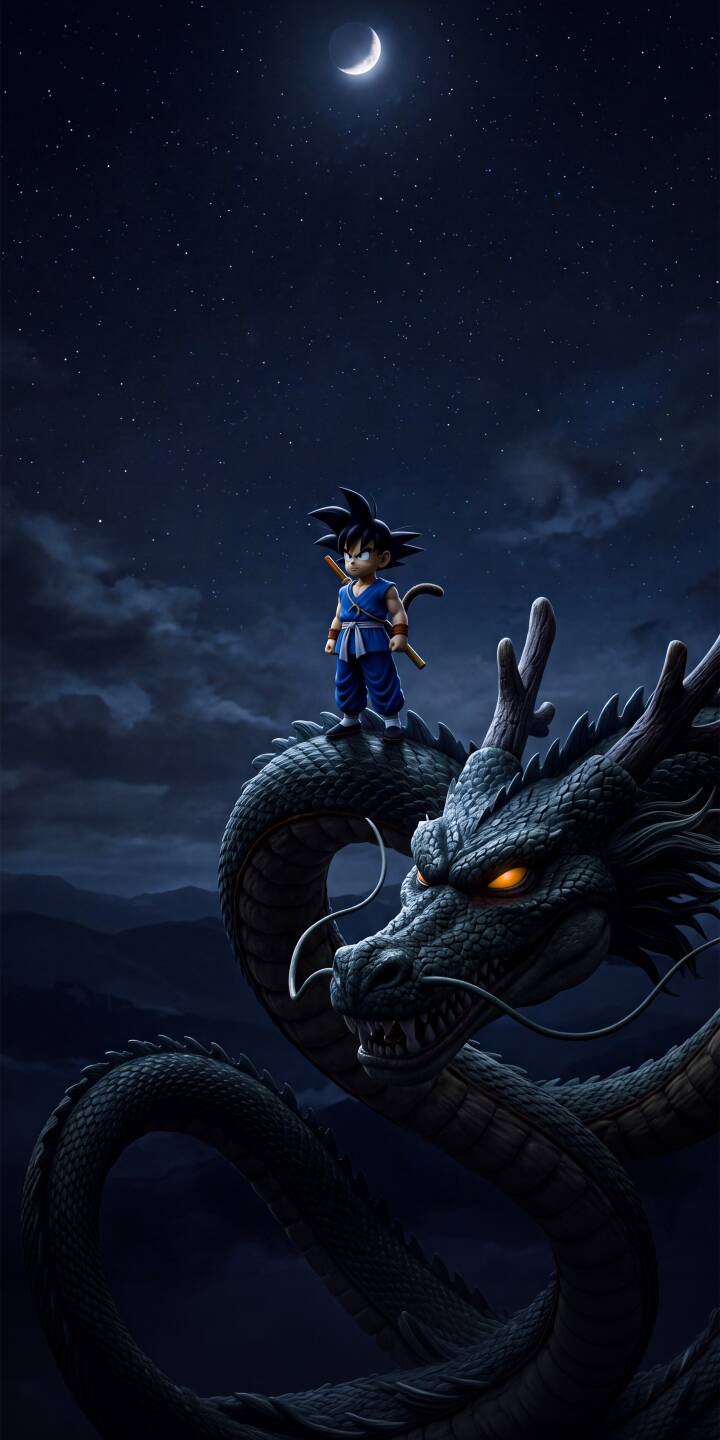 Shenron's powerful, glowing orange eyes illuminate the dark as Kid Goku fearlessly stands atop the legendary dragon in this epic 4K wallpaper. This stunning night sky wallpaper, complete with a crescent moon, is perfect for your iPhone. | anime night sky iphone fantasy goku wallpaper mobile 4k wallpaper hd wallpaper dragon ball shenron kid goku Shenron's powerful, glowing orange eyes illuminate the dark as Kid Goku fearlessly stands atop the legendary dragon in this epic 4K wallpaper. This stunning night sky wallpaper, complete with a crescent moon, is perfect for your iPhone.