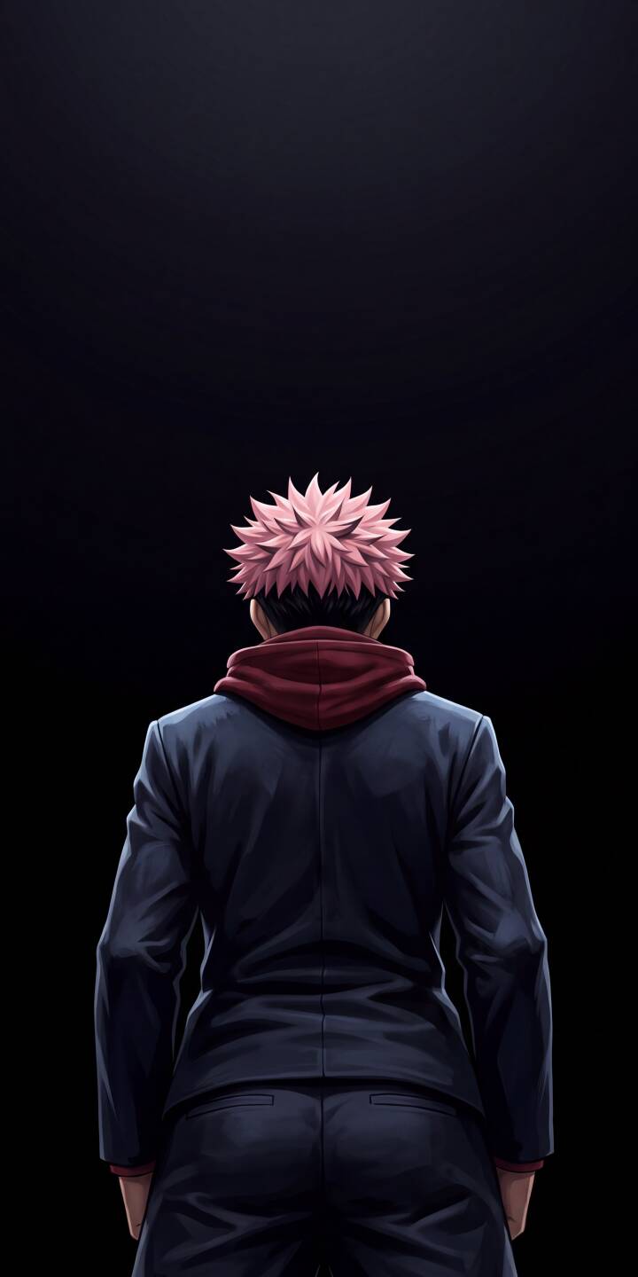 Yuji Itadori's striking pink spiky hair glows subtly against a minimalist dark void as he gazes upwards in this dramatic 4K wallpaper. This captivating wallpaper for iPhone fans showcases his iconic dark uniform with a peeking red hoodie, evoking a sense of determination. | dark anime iphone minimalist wallpaper mobile 4k wallpaper hd wallpaper pink hair itadori jujutsu kaisen yuji itadori Yuji Itadori's striking pink spiky hair glows subtly against a minimalist dark void as he gazes upwards in this dramatic 4K wallpaper. This captivating wallpaper for iPhone fans showcases his iconic dark uniform with a peeking red hoodie, evoking a sense of determination.