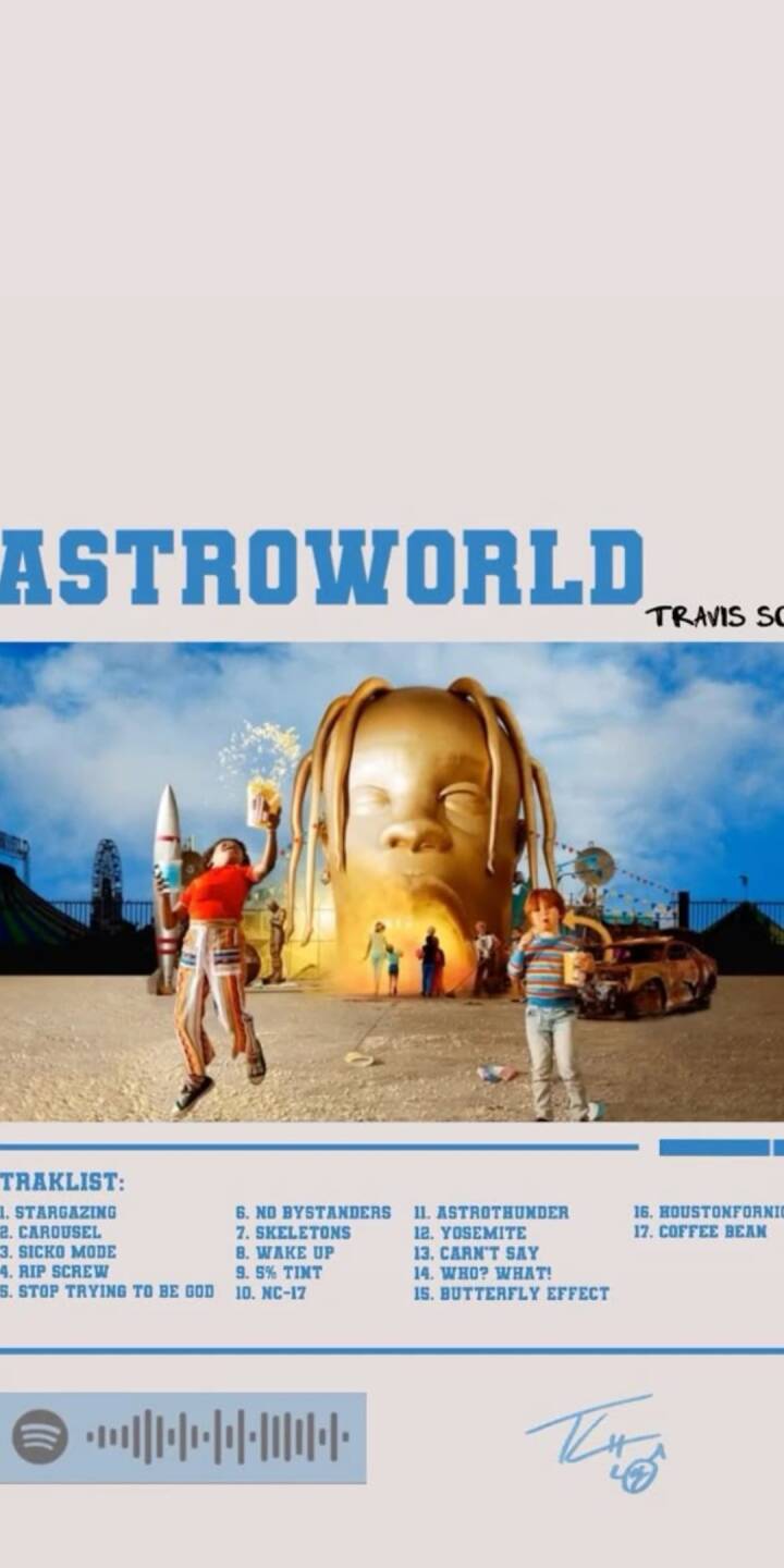 The colossal golden head of Travis Scott dominates this vibrant 4K wallpaper, featuring children playing around it within a surreal amusement park setting. It's an essential Astroworld album art wallpaper for any fan looking to customize their iPhone. | artist The colossal golden head of Travis Scott dominates this vibrant 4K wallpaper, featuring children playing around it within a surreal amusement park setting. It's an essential Astroworld album art wallpaper for any fan looking to customize their iPhone.