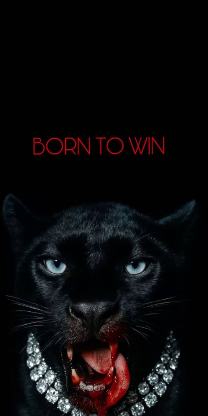 Bright blue eyes pierce from a fierce black panther, whose mouth is open with a prominent red tongue and adorned with a gleaming diamond necklace, all beneath the bold red text "BORN TO WIN" in this intense 4K wallpaper — an exceptional choice for your iPhone wallpaper. | leopard Bright blue eyes pierce from a fierce black panther, whose mouth is open with a prominent red tongue and adorned with a gleaming diamond necklace, all beneath the bold red text "BORN TO WIN" in this intense 4K wallpaper — an exceptional choice for your iPhone wallpaper.